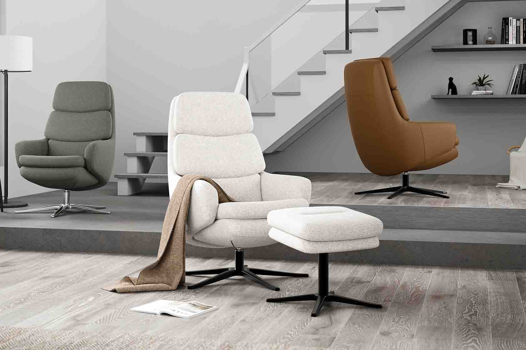 Fauteuil relaxation avec repose-pieds uni LIV