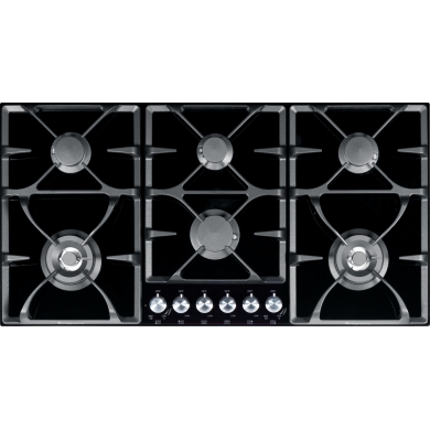FIG906B1N 98.5cm Black Glass Gas Cooktop